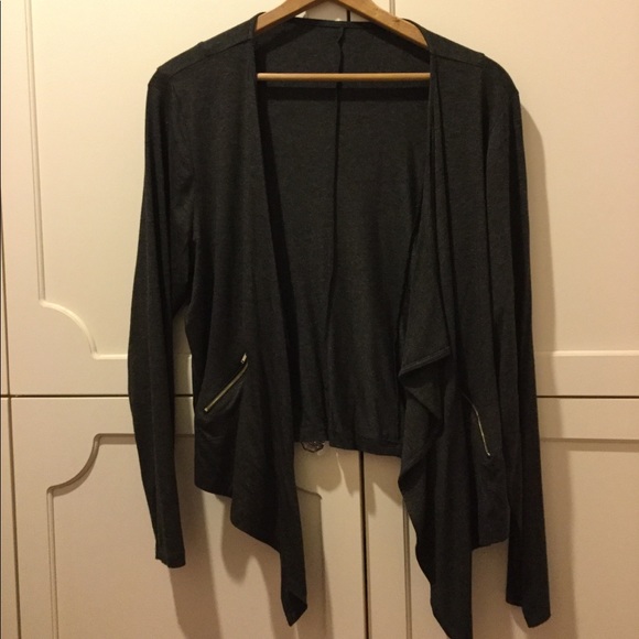 Grey Zipper Cardigan - Picture 1 of 4